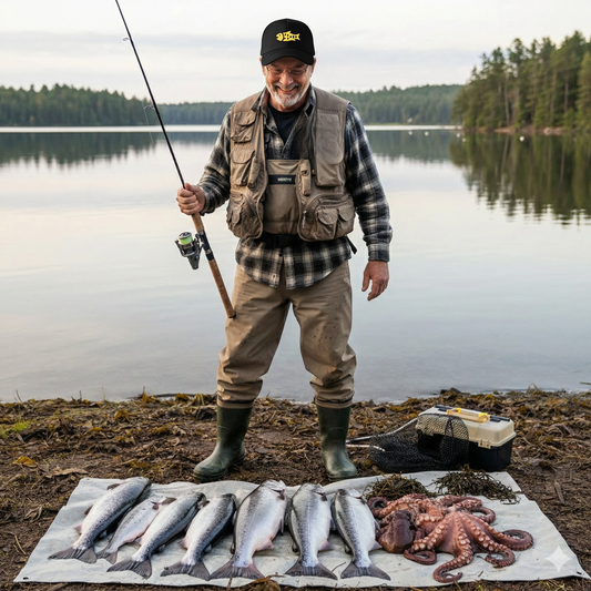 Kasket med gul fisk
