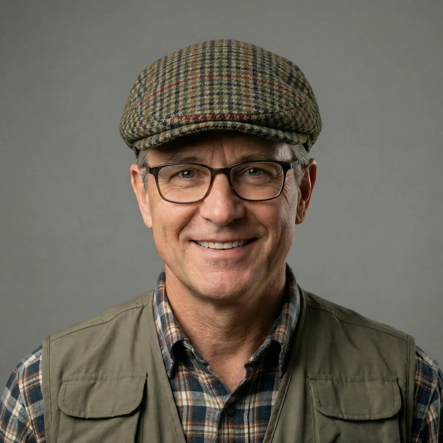 Countryman Tweed Cap herre houndstooth brun flerfarvet uld 
