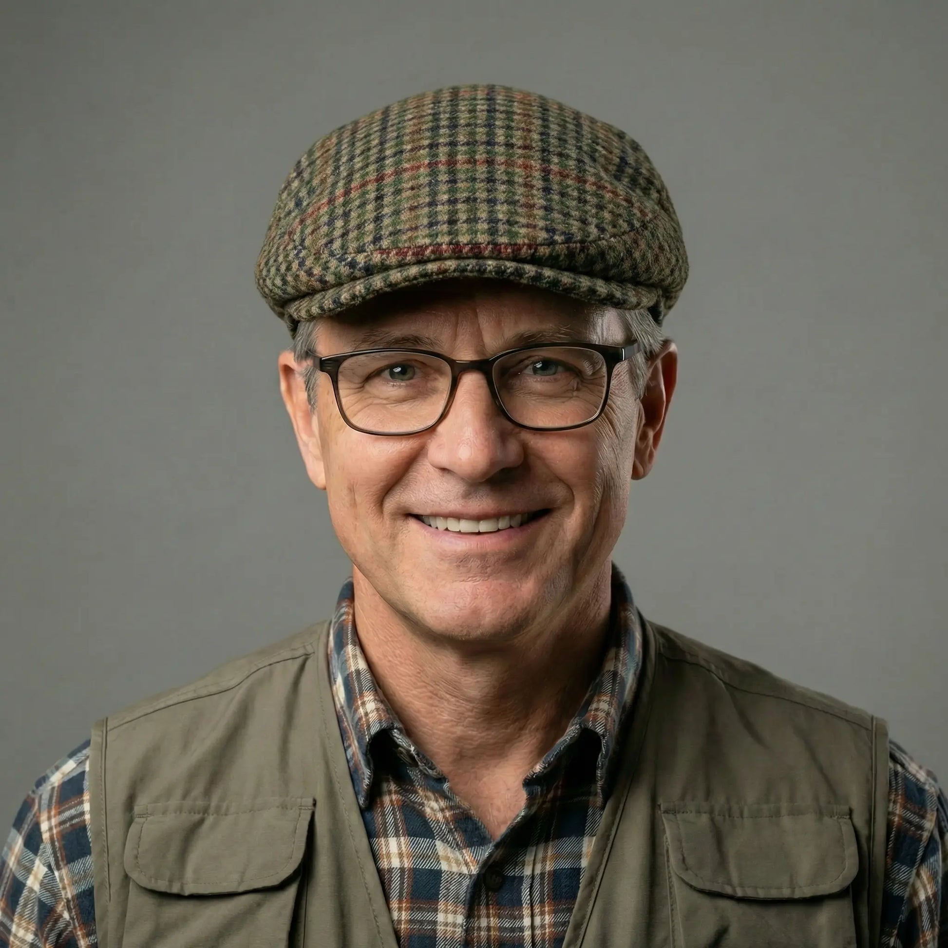 Countryman Tweed Cap herre houndstooth brun flerfarvet uld 
