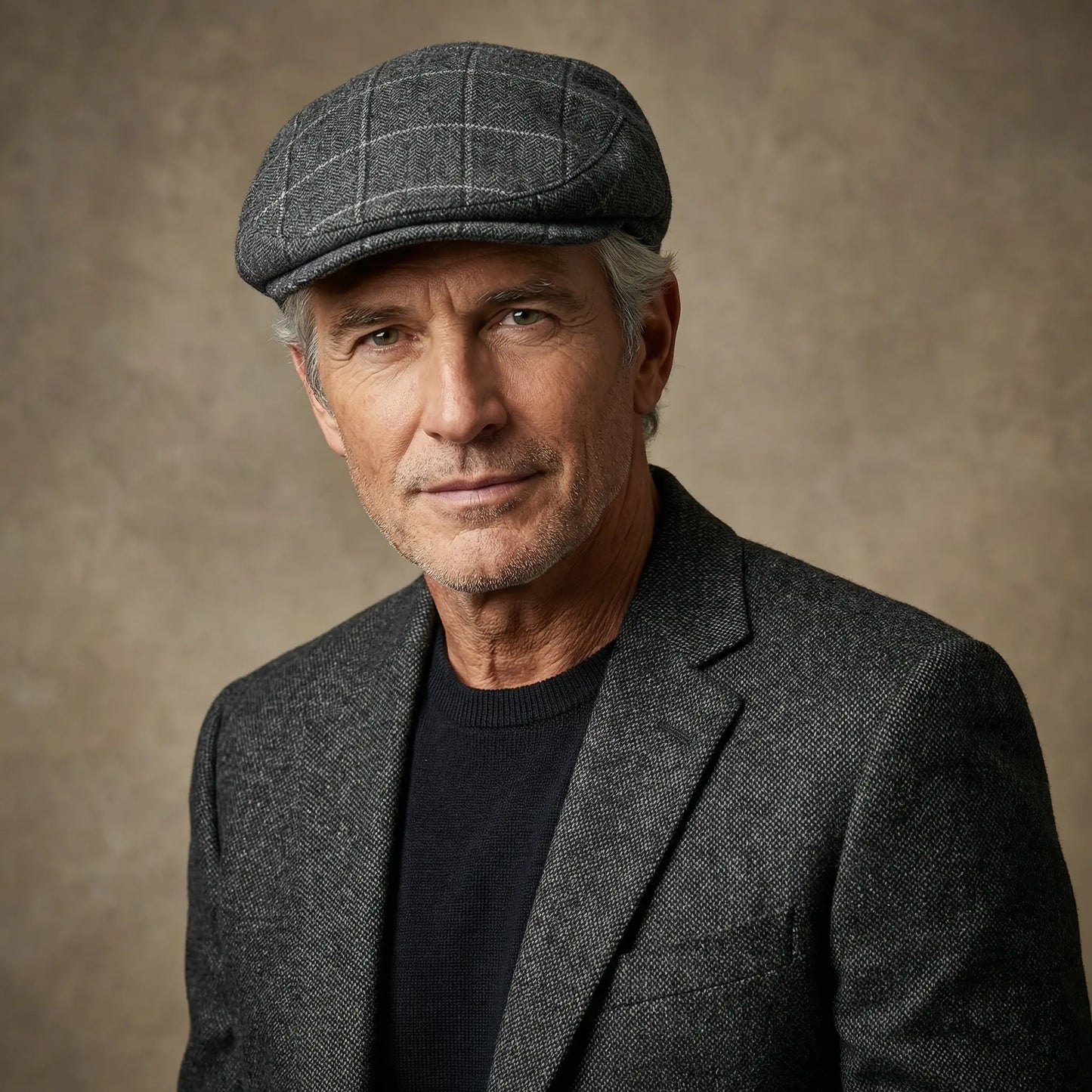 Traditionel Tweed cap grå ternet